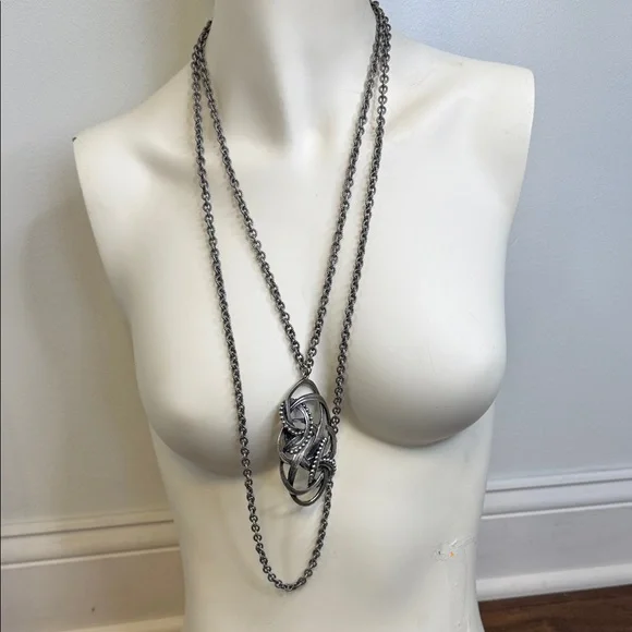 Vintage Napier Silver Double Chain Necklace - Picture 1 of 3